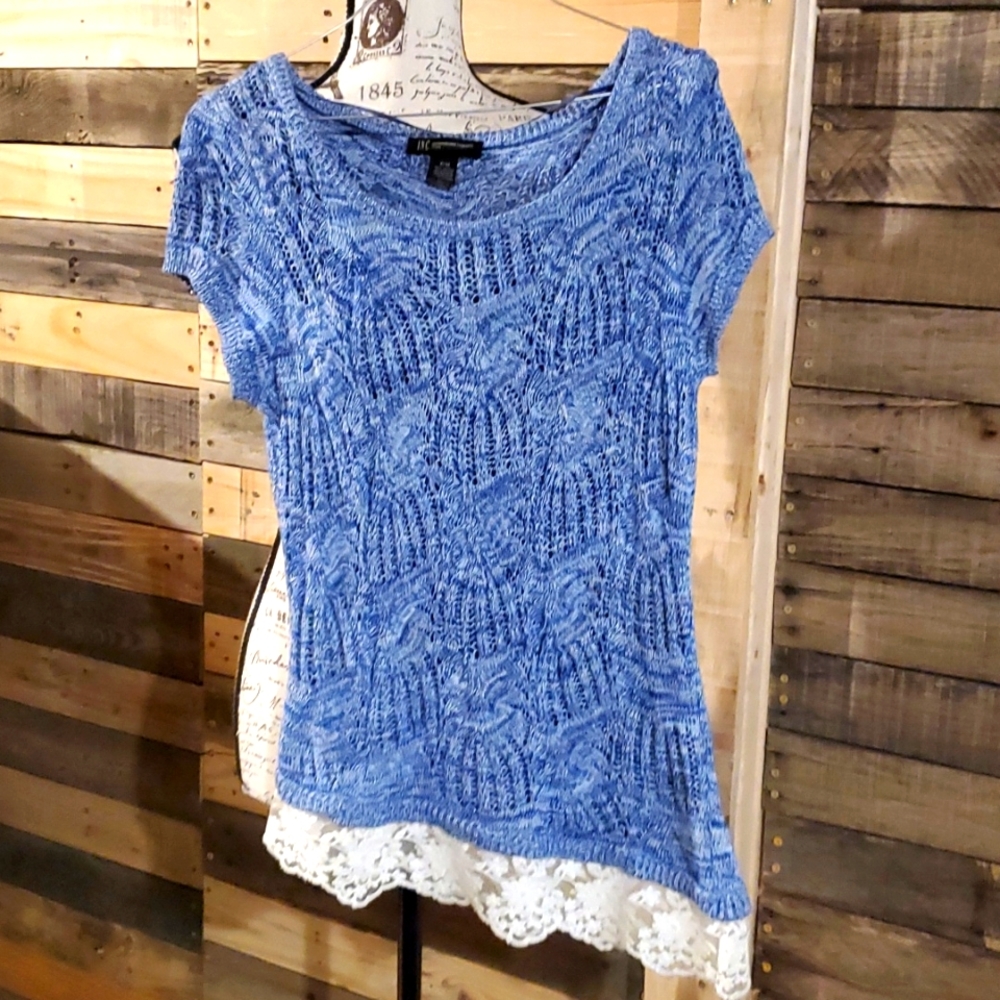 ICN petite medium blue knit tunic